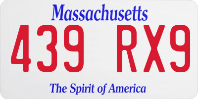 MA license plate 439RX9
