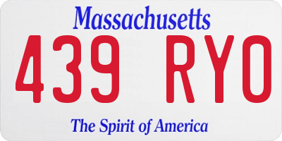 MA license plate 439RY0