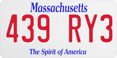 MA license plate 439RY3