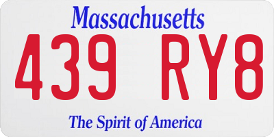 MA license plate 439RY8