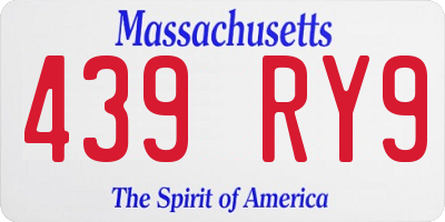 MA license plate 439RY9