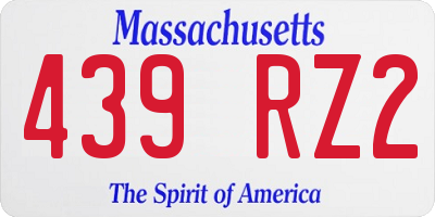 MA license plate 439RZ2