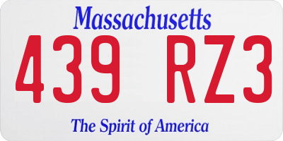 MA license plate 439RZ3