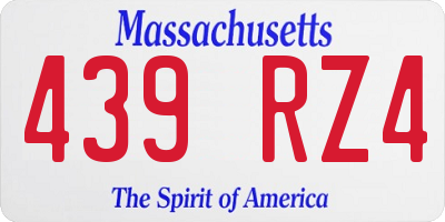 MA license plate 439RZ4