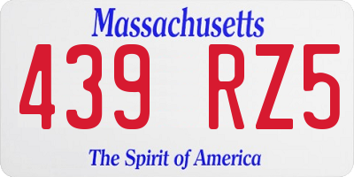 MA license plate 439RZ5
