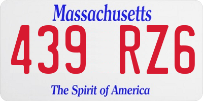 MA license plate 439RZ6