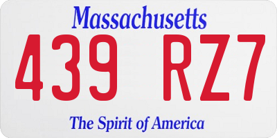 MA license plate 439RZ7