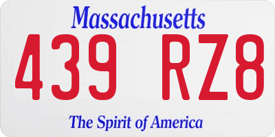 MA license plate 439RZ8