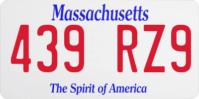 MA license plate 439RZ9