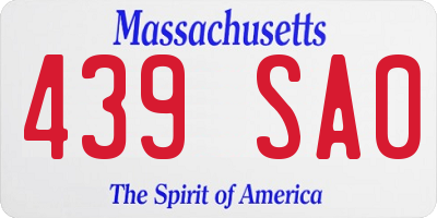 MA license plate 439SA0