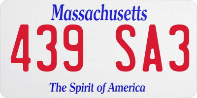 MA license plate 439SA3