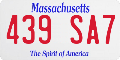 MA license plate 439SA7