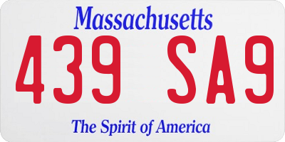 MA license plate 439SA9