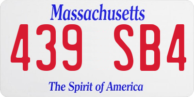 MA license plate 439SB4