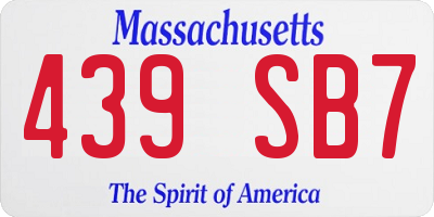 MA license plate 439SB7
