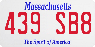 MA license plate 439SB8