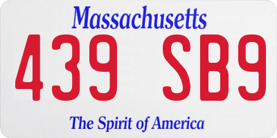 MA license plate 439SB9