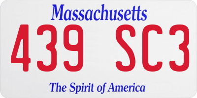 MA license plate 439SC3