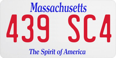 MA license plate 439SC4
