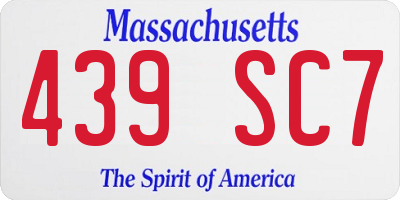 MA license plate 439SC7