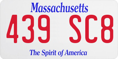 MA license plate 439SC8