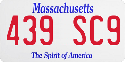MA license plate 439SC9