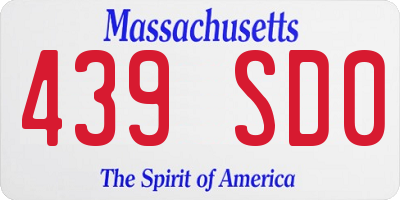 MA license plate 439SD0