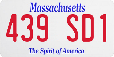 MA license plate 439SD1