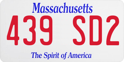 MA license plate 439SD2