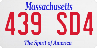 MA license plate 439SD4