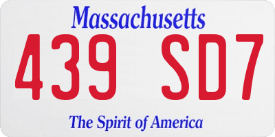 MA license plate 439SD7