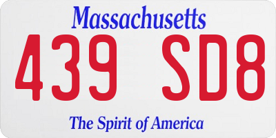 MA license plate 439SD8