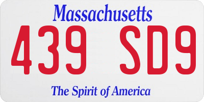 MA license plate 439SD9