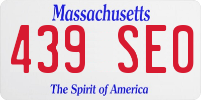 MA license plate 439SE0