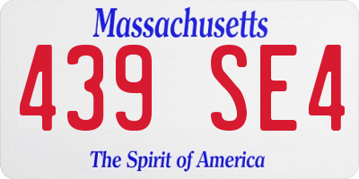 MA license plate 439SE4