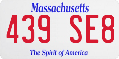 MA license plate 439SE8