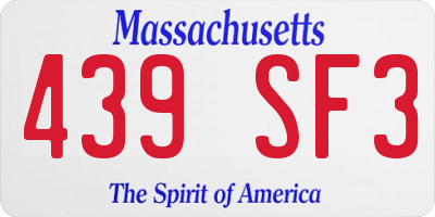 MA license plate 439SF3