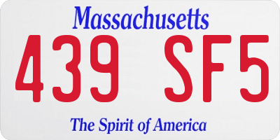 MA license plate 439SF5