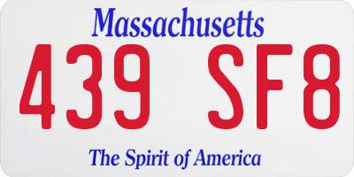 MA license plate 439SF8