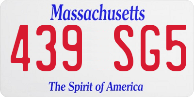 MA license plate 439SG5