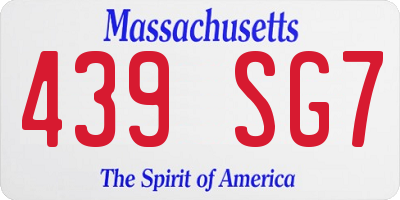 MA license plate 439SG7