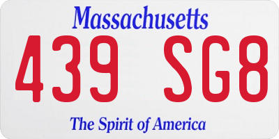 MA license plate 439SG8