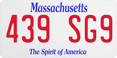 MA license plate 439SG9