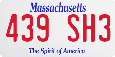 MA license plate 439SH3