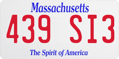 MA license plate 439SI3