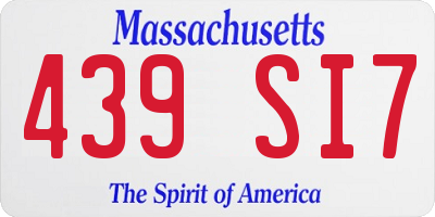 MA license plate 439SI7