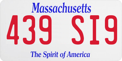MA license plate 439SI9