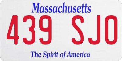 MA license plate 439SJ0