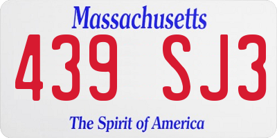 MA license plate 439SJ3