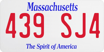 MA license plate 439SJ4
